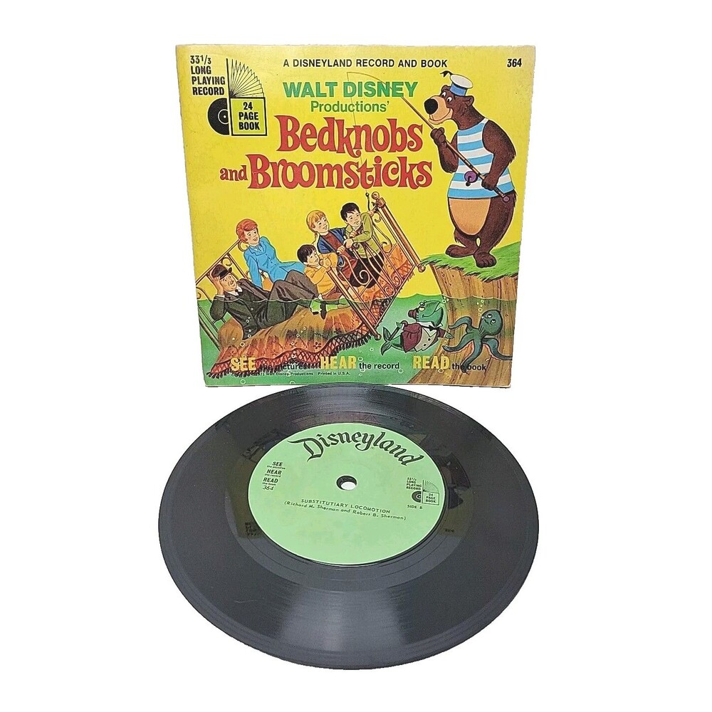 Bedknobs and Broomsticks Disneyland Record and Book 7" LP 33 RPM LLP364 1971 VTG